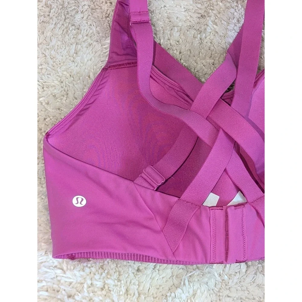 Lululemon Energy Bra 36D Pink Strappy Medium Support Sports Bra Yoga Running